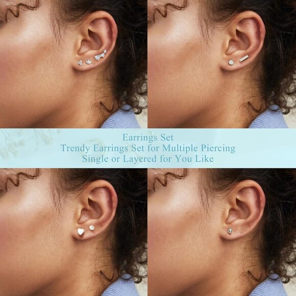 🆕 Women Silver Small Hoop Earrings Trendy Chunky Multiple Piercing Jewelry Gift - Picture 6 of 7